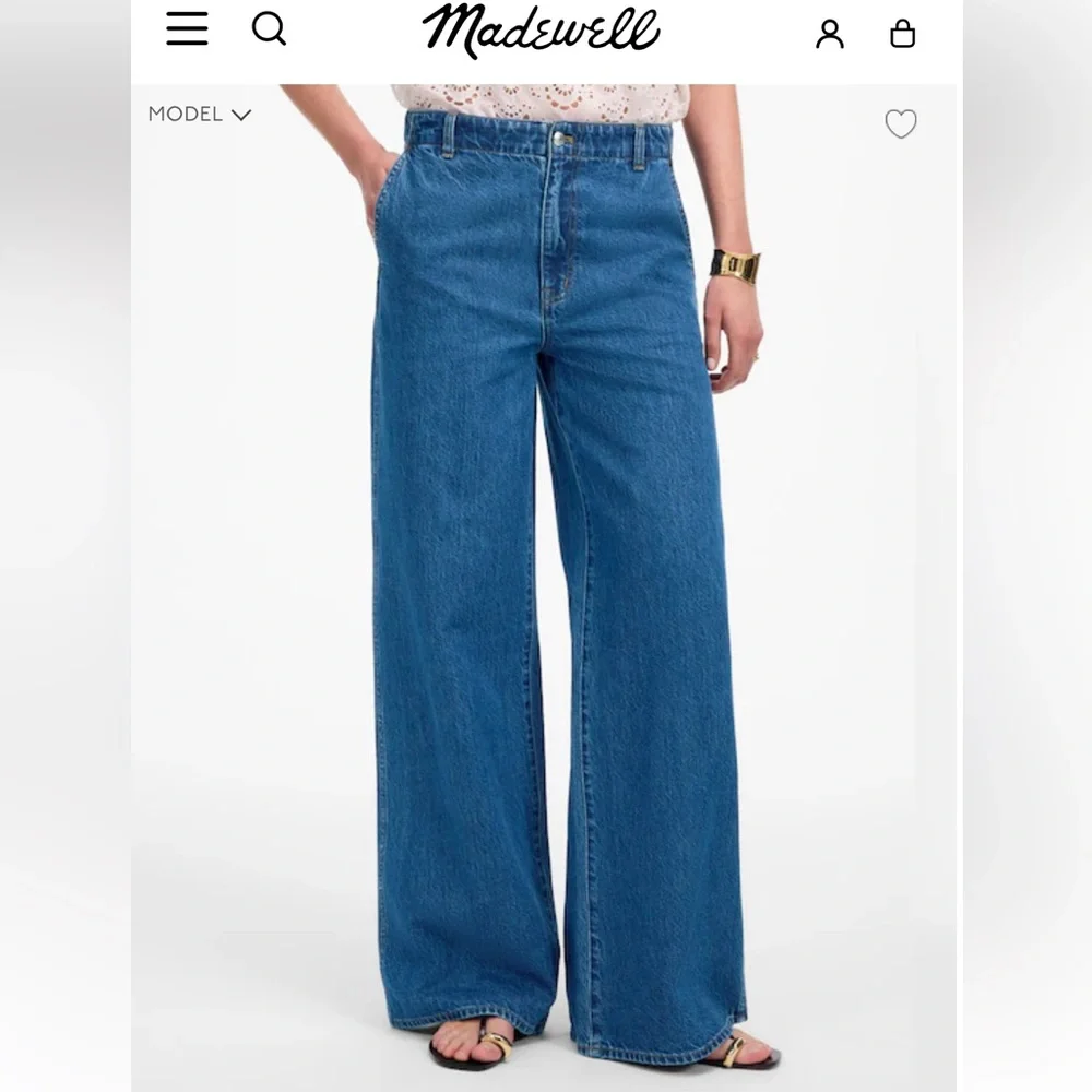 Madewell Wide-Sweep Denim Trousers - Picture 1 of 4
